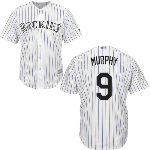 Personalized Rockies #9 Daniel Murphy White Strip New Cool Base Stitched Baseball Jersey