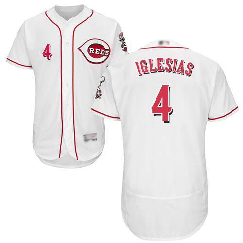 Personalized Reds #4 Jose Iglesias White Flexbase Authentic Collection Stitched Baseball Jersey