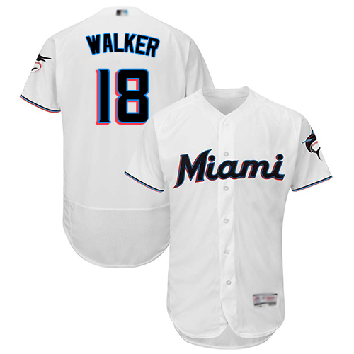 Personalized marlins #18 Neil Walker White Flexbase Authentic Collection Stitched Baseball Jersey