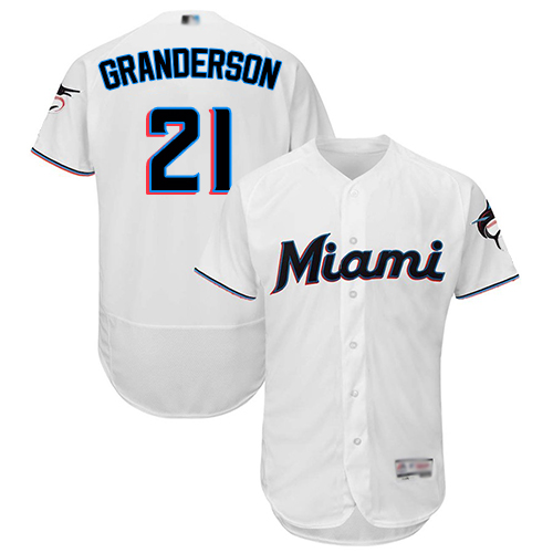 Personalized marlins #21 Curtis Granderson White Flexbase Authentic Collection Stitched Baseball Jersey