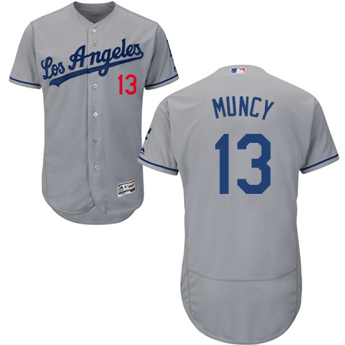 Personalized Dodgers #13 Max Muncy Grey Flexbase Authentic Collection Stitched Baseball Jersey
