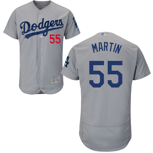 Personalized Dodgers #55 Russell Martin Grey Flexbase Authentic Collection Stitched Baseball Jersey