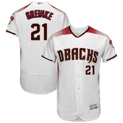 Personalized Diamondbacks #21 Zack Greinke White Crimson Flexbase Authentic Collection Stitched Baseball Jersey