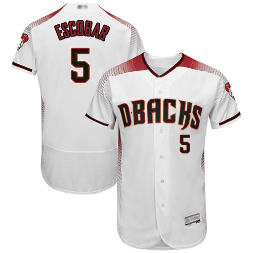 Personalized Diamondbacks #5 Eduardo Escobar White Crimson Flexbase Authentic Collection Stitched Baseball Jersey