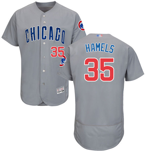 Personalized Cubs #35 Cole Hamels Grey Flexbase Authentic Collection Road Stitched Baseball Jersey