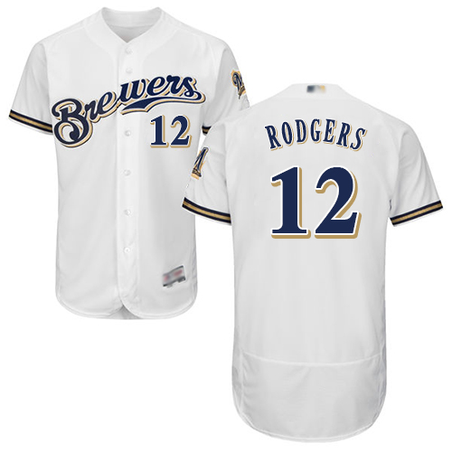Personalized Brewers #12 Aaron Rodgers White Flexbase Authentic Collection Stitched Baseball Jersey