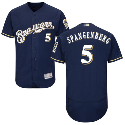 Personalized Brewers #5 Cory Spangenberg Navy Blue Flexbase Authentic Collection Stitched Baseball Jersey