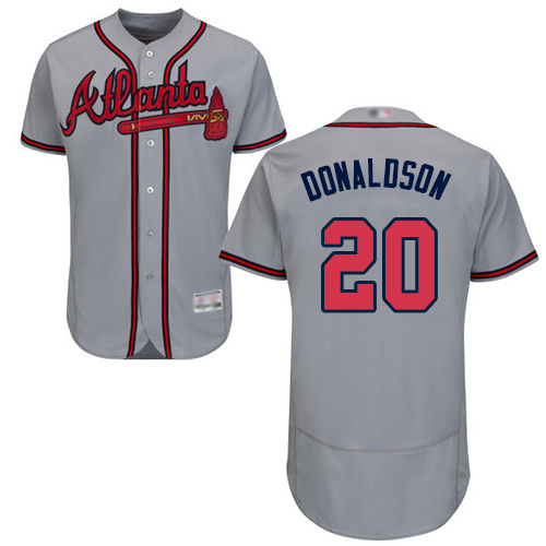 Personalized Braves #20 Josh Donaldson Grey Flexbase Authentic Collection Stitched Baseball Jersey