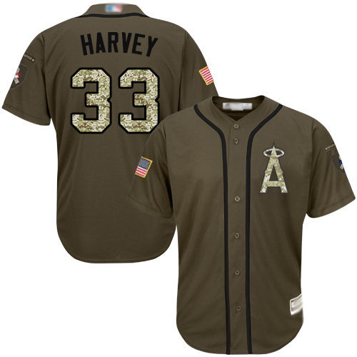 Personalized Angels of Anaheim #33 Matt Harvey Green Salute to Service Stitched Baseball Jersey