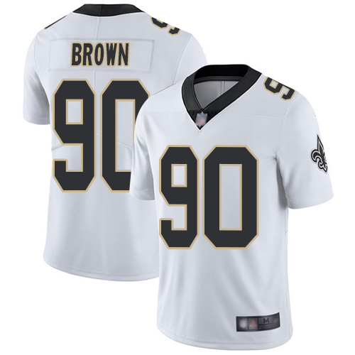 Personalized Saints #90 Malcom Brown White Youth Stitched Football Untouchable Limited Jersey