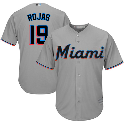 Personalized Marlins #19 Miguel Rojas Grey Cool Base Stitched Youth Baseball Jersey