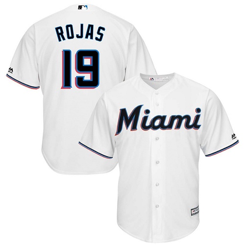 Personalized Marlins #19 Miguel Rojas White Cool Base Stitched Youth Baseball Jersey