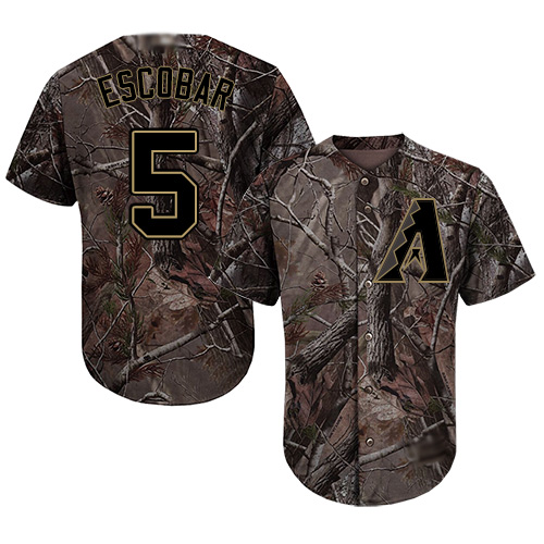 Personalized Diamondbacks #5 Eduardo Escobar Camo Realtree Collection Cool Base Stitched Youth Baseball Jersey