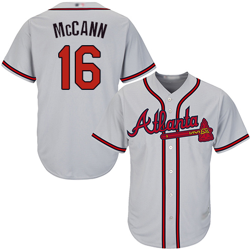 Personalized Braves #16 Brian McCann Grey Cool Base Stitched Youth Baseball Jersey