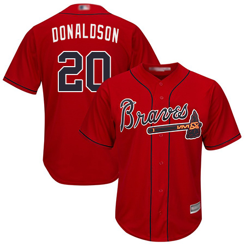 Personalized Braves #20 Josh Donaldson Red Cool Base Stitched Youth Baseball Jersey