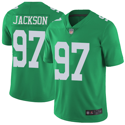 Personalized Eagles #97 Malik Jackson Green Youth Stitched Football Limited Rush Jersey