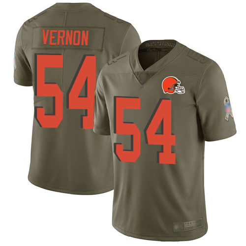 Personalized Browns #54 Olivier Vernon Olive Youth Stitched Football Limited 2017 Salute to Service Jersey