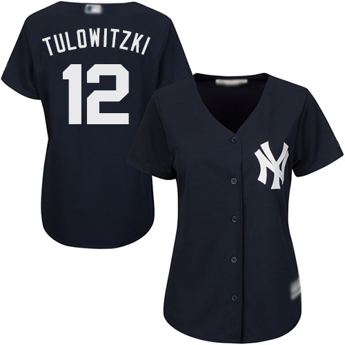 Personalized Yankees #12 Troy Tulowitzki Navy Blue Alternate Women’s Stitched Baseball Jersey