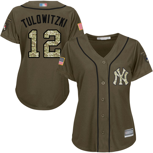 Personalized Yankees #12 Troy Tulowitzki Green Salute to Service Women’s Stitched Baseball Jersey
