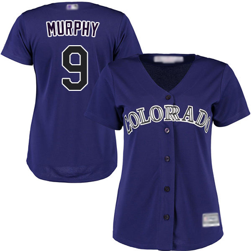 Personalized Rockies #9 Daniel Murphy Purple Alternate Women’s Stitched Baseball Jersey