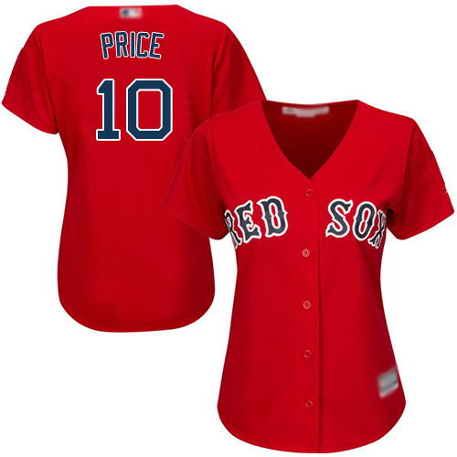 Personalized Red Sox #10 David Price Red Alternate Women’s Stitched Baseball Jersey