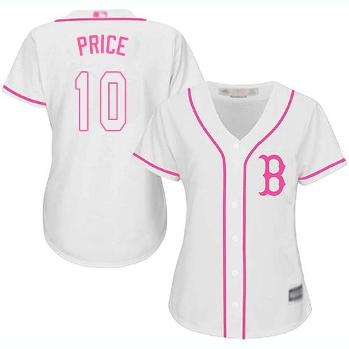 Personalized Red Sox #10 David Price White Pink Fashion Women’s Stitched Baseball Jersey