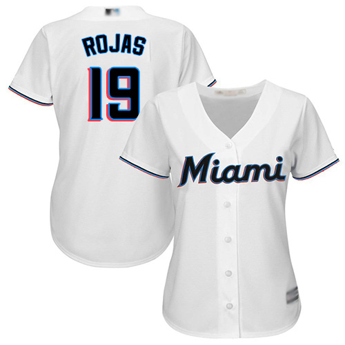 Personalized Marlins #19 Miguel Rojas White Home Women’s Stitched Baseball Jersey