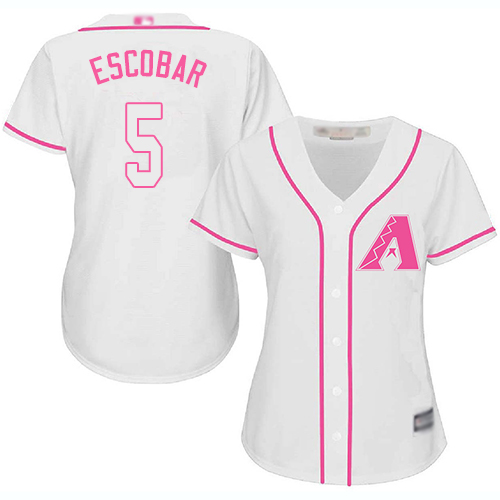 Personalized Diamondbacks #5 Eduardo Escobar White Pink Fashion Women’s Stitched Baseball Jersey