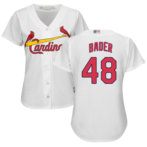 Personalized Cardinals #48 Harrison Bader White Home Women’s Stitched Baseball Jersey