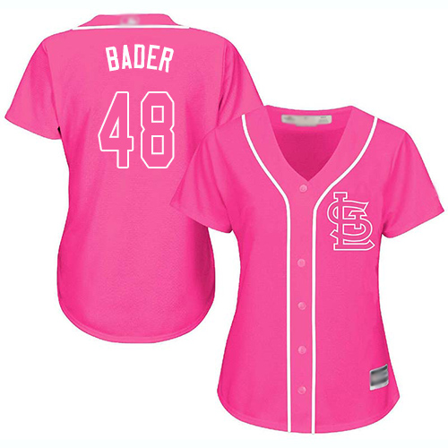 Personalized Cardinals #48 Harrison Bader Pink Fashion Women’s Stitched Baseball Jersey