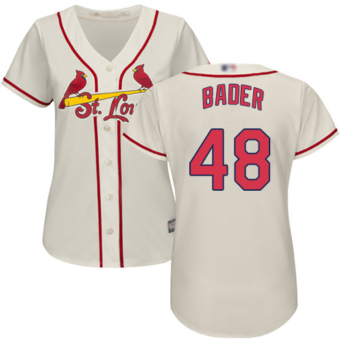 Personalized Cardinals #48 Harrison Bader Cream Alternate Women’s Stitched Baseball Jersey