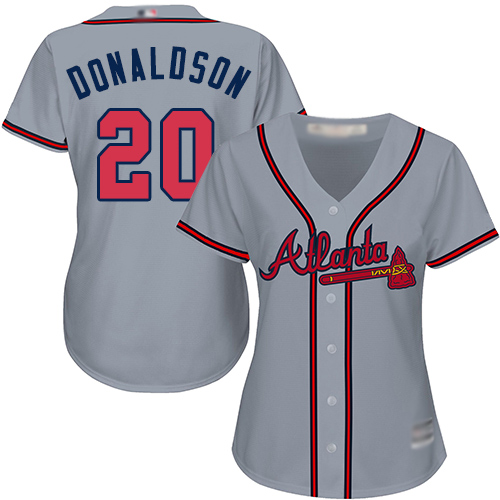 Personalized Braves #20 Josh Donaldson Grey Road Women’s Stitched Baseball Jersey
