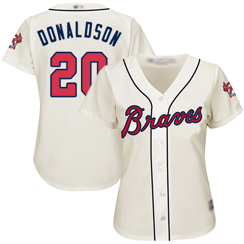 Personalized Braves #20 Josh Donaldson Cream Alternate Women’s Stitched Baseball Jersey