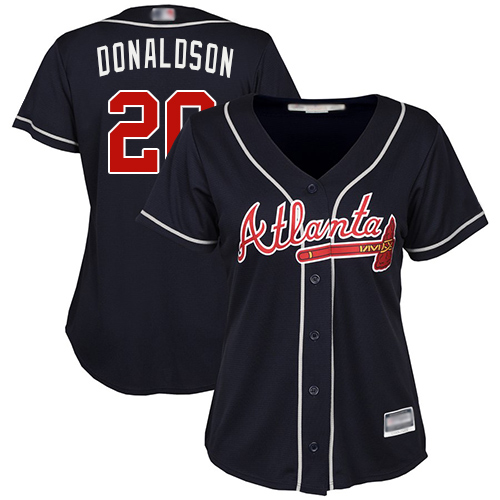 Personalized Braves #20 Josh Donaldson Navy Blue Alternate Women’s Stitched Baseball Jersey