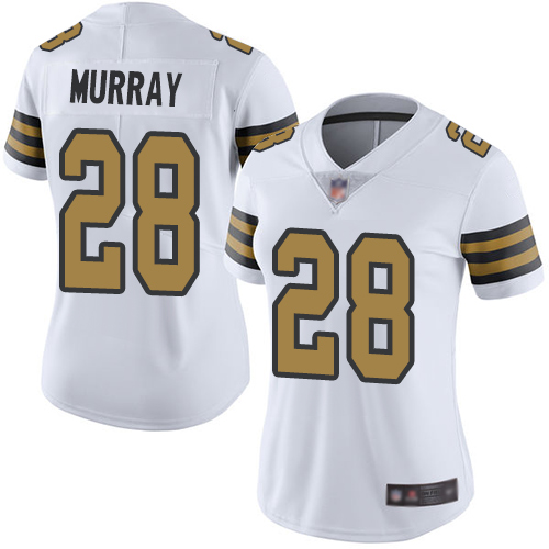 Personalized Saints #28 Latavius Murray White Women’s Stitched Football Limited Rush Jersey