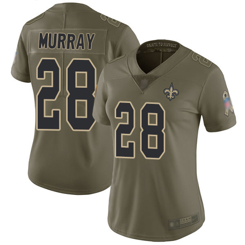 Personalized Saints #28 Latavius Murray Olive Women’s Stitched Football Limited 2017 Salute to Service Jersey
