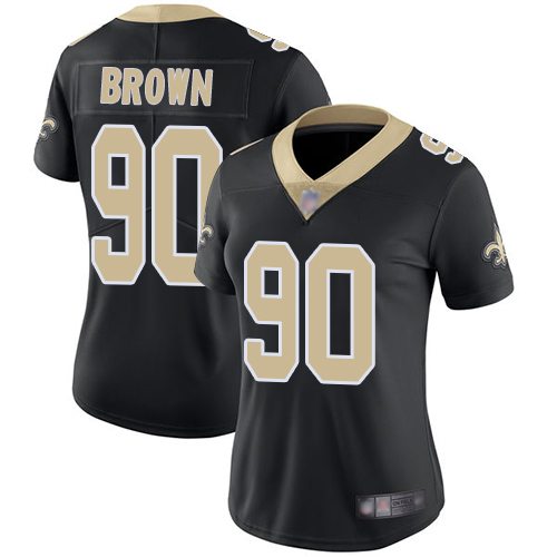 Personalized Saints #90 Malcom Brown Black Team Color Women’s Stitched Football Untouchable Limited Jersey