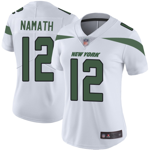 Personalized Jets #12 Joe Namath White Women’s Stitched Football Untouchable Limited Jersey