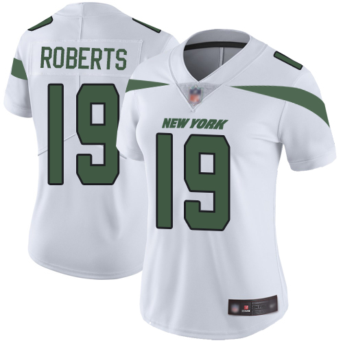 Personalized Jets #19 Andre Roberts White Women’s Stitched Football Untouchable Limited Jersey