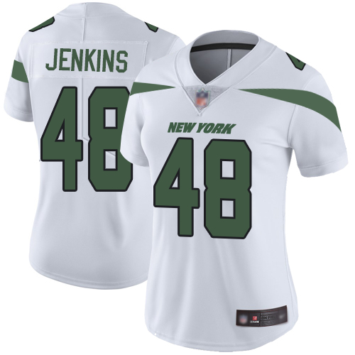 Personalized Jets #48 Jordan Jenkins White Women’s Stitched Football Untouchable Limited Jersey