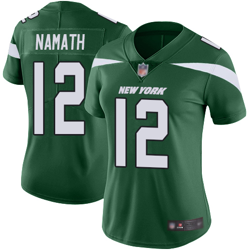Personalized Jets #12 Joe Namath Green Team Color Women’s Stitched Football Untouchable Limited Jersey