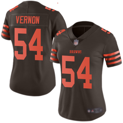 Personalized Browns #54 Olivier Vernon Brown Women’s Stitched Football Limited Rush Jersey