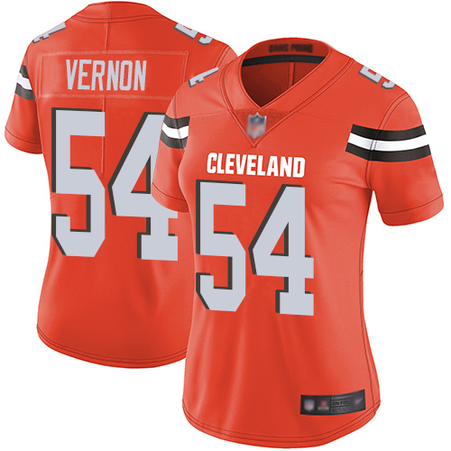 Personalized Browns #54 Olivier Vernon Orange Alternate Women’s Stitched Football Untouchable Limited Jersey