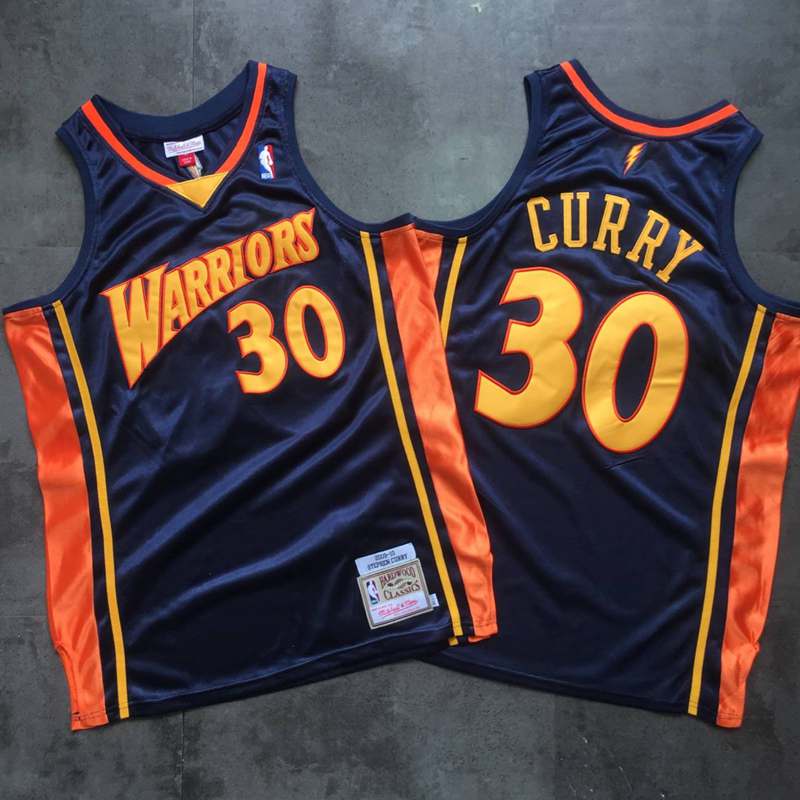 Personalized Warriors 30 Stephen Curry Navy 2009-10 Hardwood Classics Jersey