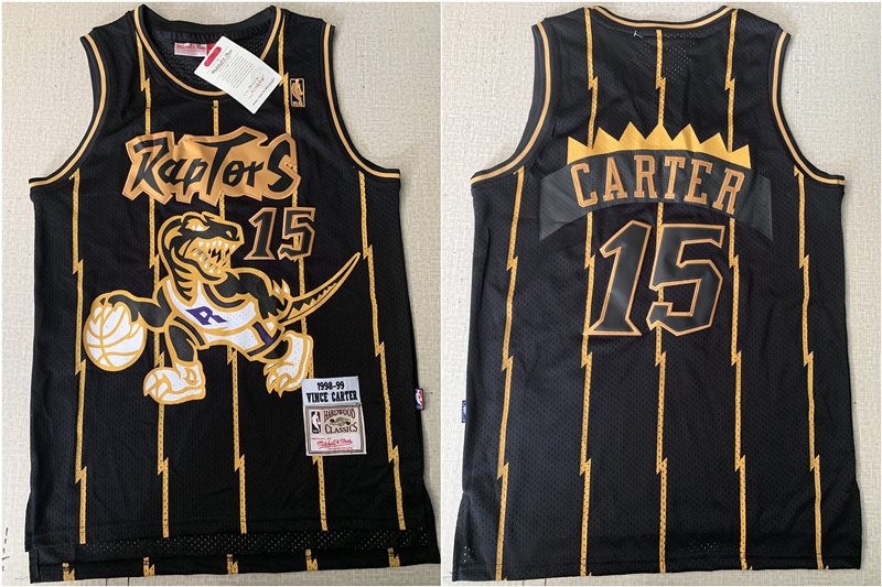 Personalized Raptors 15 Vince Carter Black 1998-99 Hardwood Classics Mesh Jersey