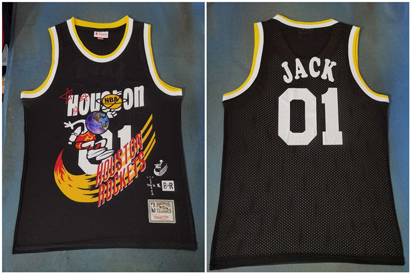 Personalized Rockets 01 Jack Black Travis Scott Mitchell Ness Bleacher Report Jersey