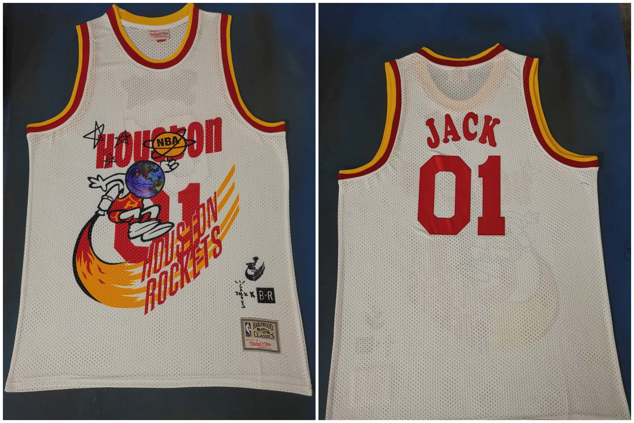 Personalized Rockets 01 Jack White Travis Scott Mitchell Ness Bleacher Report Jersey