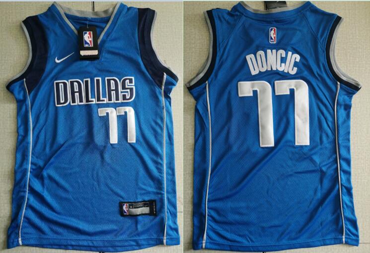Personalized Youth Mavericks 77 Luka Doncic Royal Swingman Jersey