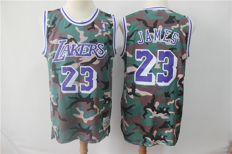 Personalized Lakers 23 Lebron James Camo 2018-19 Hardwood Classics Jersey