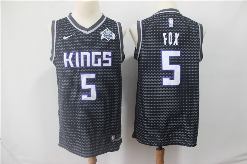 Personalized Kings 5 De’Aaron Fox Black Swingman Jersey